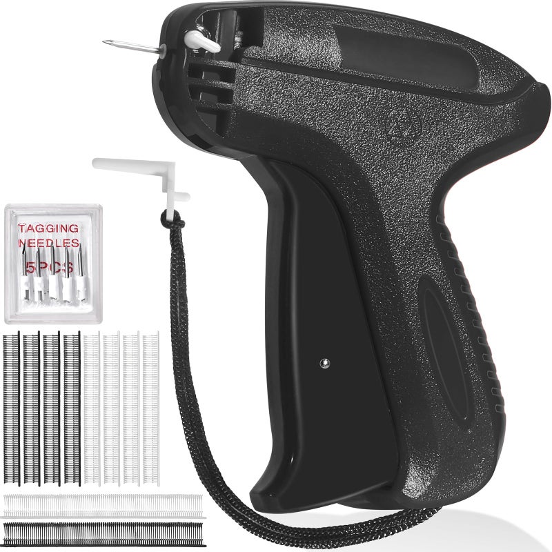 ANTAND مسدس خياطة ANTAND لعلامات الملابس مسدس يدوي صغير للخياطة مسدس خياطة سريع أداة إصلاح الملابس المحمولة أداة حواف تشمل 6 إبر و 1000 مشبك أسود وأبيض
