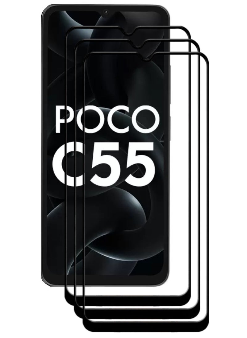 ACLIX 4 Pieces Antistatic ESD Dustproof Premium Quality High Definition Tempered Glass Screen Protector Designed For Xiaomi Poco C55 - Image 1