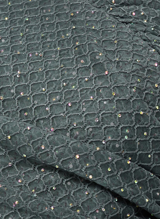 هاوس اوف مودا فستان ماكسي بتطريز شبكي بدون أكتاف من هاوس أوف مودا - Image 4