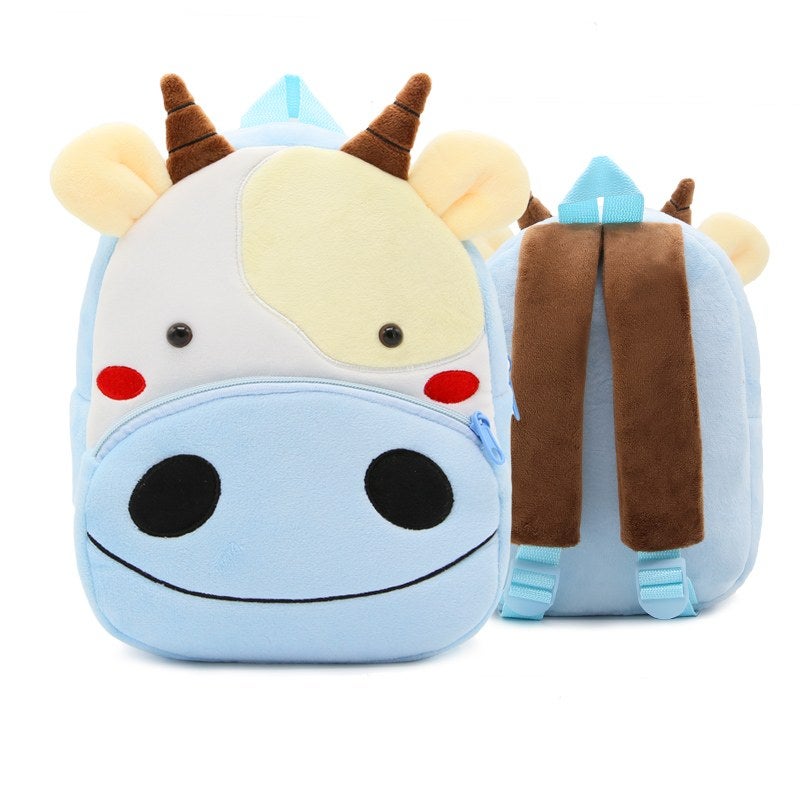 Plush Kids Backpack, Cow Animal Design, Soft Lightweight School Bag for Toddlers and Preschool Kids - Image 1