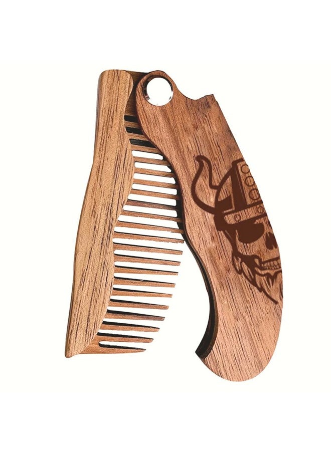 Beard Comb For Men Pocket Folding Combs For Mustache & Hair Travel Natural Wooden Comb With Real Man Engraving Perfect For Use W/Beard Balm Oil (Wavy Viking) Light Brown - pzsku/Z74330C164B76D2DE650CZ/45/_/1721904050/8d86dfb5-9c3b-4f44-a320-fc00040614ae