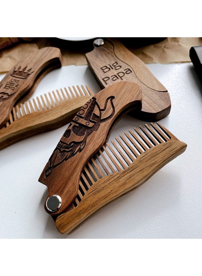 Beard Comb For Men Pocket Folding Combs For Mustache & Hair Travel Natural Wooden Comb With Real Man Engraving Perfect For Use W/Beard Balm Oil (Wavy Viking) Light Brown - pzsku/Z74330C164B76D2DE650CZ/45/_/1721904064/70738788-910c-48f0-a35e-c357b46e1393