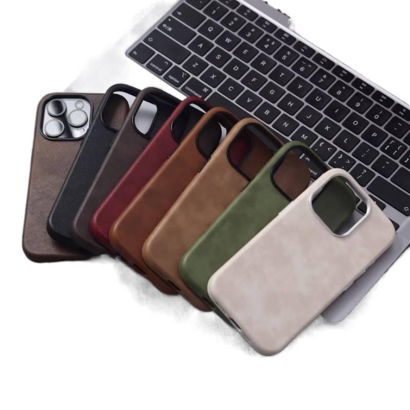 BB غطاء MagSafe بملمس جلد لـ iPhone 17 / 17 Air / 17 Pro / 17 Pro Max مع مقاوم للصدمات وحماية من السقوط مع مقاوم للصدمات مع مغناطيس قوي مع ملمس جلد الحصان الجامح العتيق باللون Coffee. - Image 2