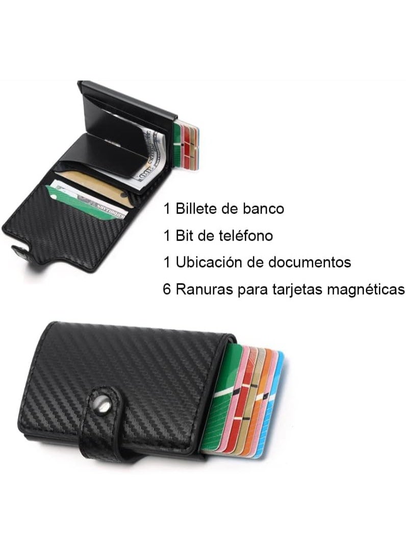 Shein Card Holder, Men Credit Card Holder, Slim Card Case Front Pocket Anti-theft-RFID Auto Pop up Travel Thin Wallets for Men, Carbon Fiber Black( Hold 12-14 Cards), Minimalist - Image 4