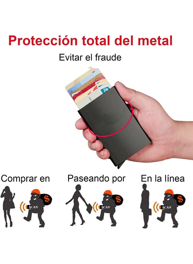 Shein Card Holder, Men Credit Card Holder, Slim Card Case Front Pocket Anti-theft-RFID Auto Pop up Travel Thin Wallets for Men, Carbon Fiber Black( Hold 12-14 Cards), Minimalist - Image 5