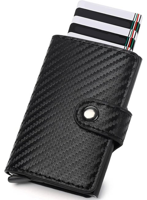 Card Holder, Men Credit Card Holder, Slim Card Case Front Pocket Anti-theft-RFID Auto Pop up Travel Thin Wallets for Men, Carbon Fiber Black( Hold 12-14 Cards), Minimalist