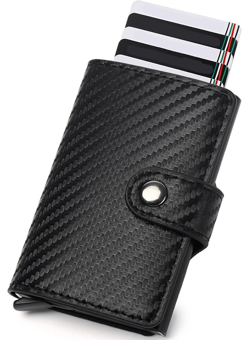 Shein Card Holder, Men Credit Card Holder, Slim Card Case Front Pocket Anti-theft-RFID Auto Pop up Travel Thin Wallets for Men, Carbon Fiber Black( Hold 12-14 Cards), Minimalist - Image 1