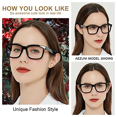 AEZUNI Large Square Reading Glasses Women Trendy Readers 1.0 1.5 2.0 2.5 3.0 3.5 (Black, 1.50) - Image 2