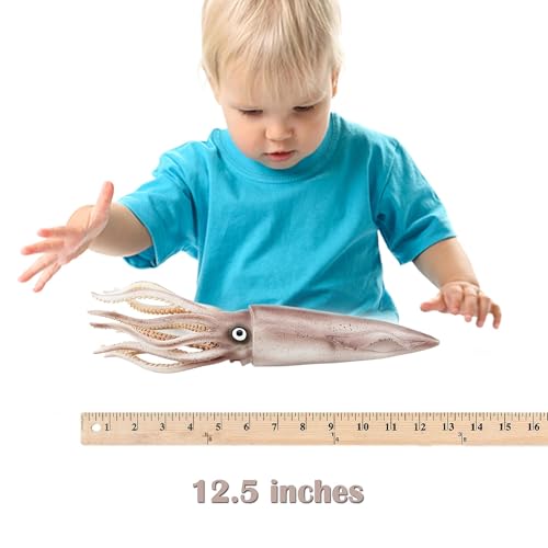 Gemini&Genius Sea Animal Squid Action Figure Toy for Kids, Soft Rubber Realistic Ocean Squid Educational and Role Play Toys for Kids and Collectors, Great Swimming and Bath Figure Toys - Image 5