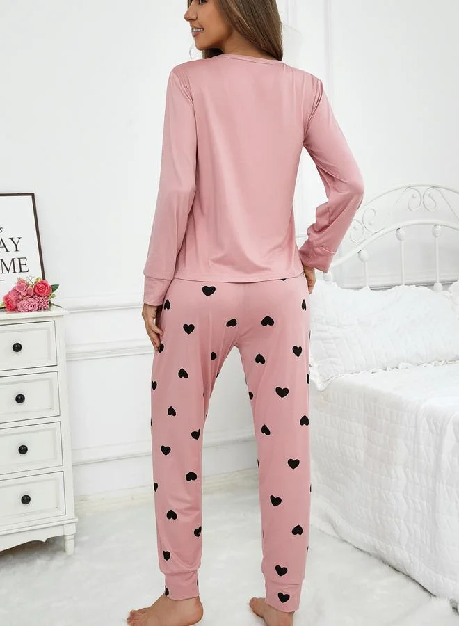 Take Two Take Two Women Bow Detail Printed T-Shirt and Pyjama Set