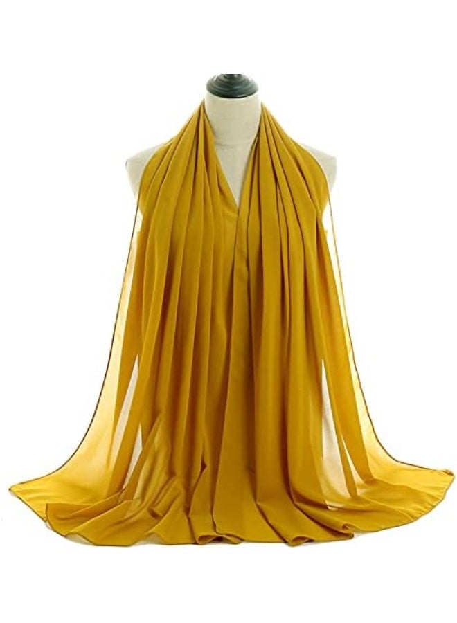 منتقي Chiffon Scarf for Women – Lightweight Soft Fashion Hijab Shawl, Solid Color Long Headscarf Wrap, Breathable Elegant Muslim Scarf for Daily Wear & Special Occasions - Image 2