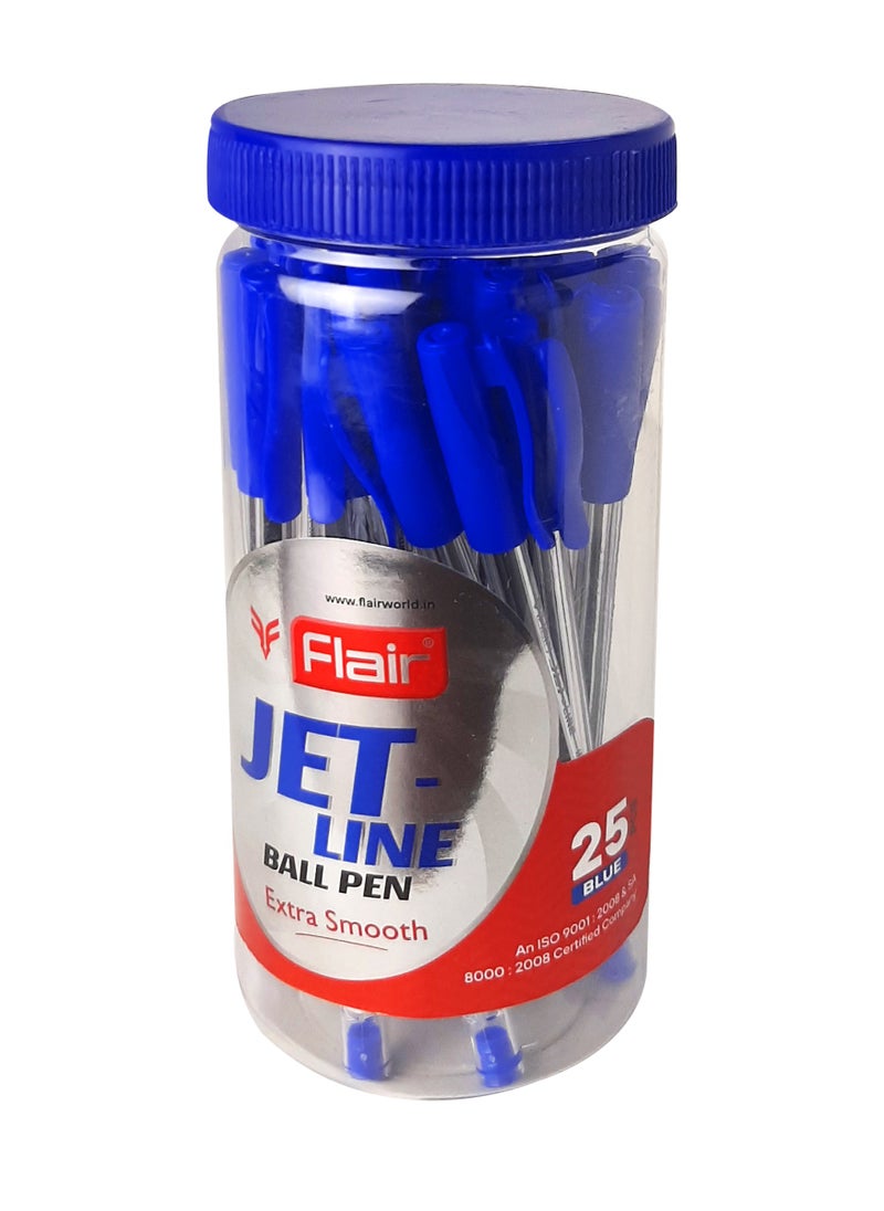 Flair - Extra Smooth Jet-Line Ball Pen set of 25, Blue - Image 1