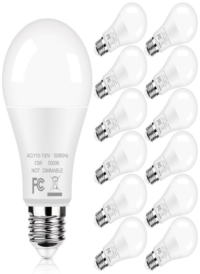 GoBright 12-Pack A19 LED Light Bulbs, 100W Equivalent Bulbs, 13W 5000K Daylight White LED Bulb with Standard E26 Medium Base, Super Bright 1500 Lumens, CRI85+, No Flicker Non-Dimmable Bulbs for Lamp - Image 1