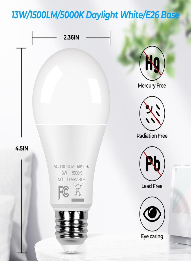 GoBright 12-Pack A19 LED Light Bulbs, 100W Equivalent Bulbs, 13W 5000K Daylight White LED Bulb with Standard E26 Medium Base, Super Bright 1500 Lumens, CRI85+, No Flicker Non-Dimmable Bulbs for Lamp - Image 2
