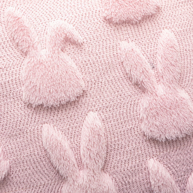 White Powdered Ears Faux Easter Bunny Embroidery Pillow Cover 11 81x19 69 Inch Zipper Closure - Image 4
