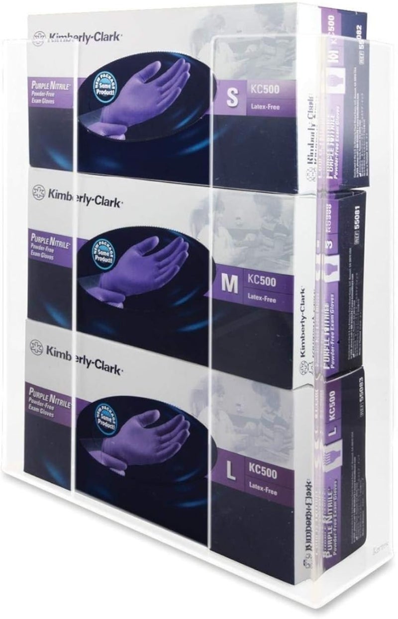 حامل صندوق القفازات الأكريليكي من بيست ميديا، موزع جداري بسعة 3 صناديق، 26.2 × 9.7 × 40.6 سم، للعيادات الطبية، وخدمات الطعام، والرعاية الصحية، والاستخدام التجاري، شفاف