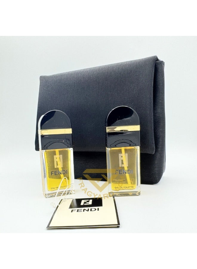 فيندي فندي من فندي طقم هدية أو دو تواليت 15 مل × 2 قطعة أصلي + شنطة فندي للسيدات سوداء أصلية مجموعة نادرة - Image 2