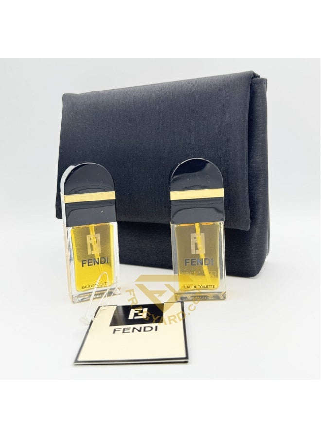 فيندي فندي من فندي طقم هدية أو دو تواليت 15 مل × 2 قطعة أصلي + شنطة فندي للسيدات سوداء أصلية مجموعة نادرة - Image 1
