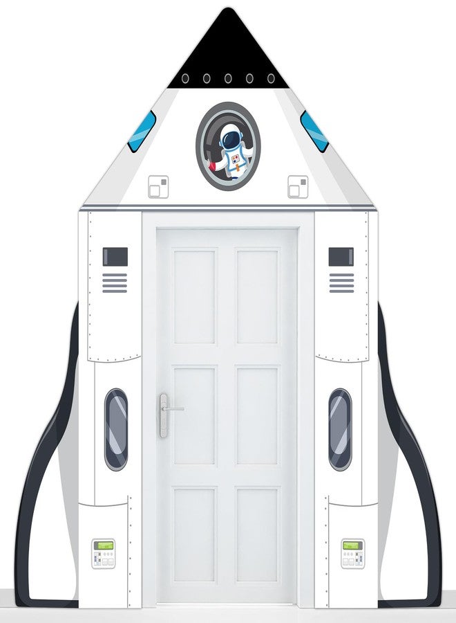 CHUNNIN 3pcs Space Rocket Theme Door Banner Outer Space Party Decoration White Rocket Shape Backdrop for Classroom Astronaut Planet Birthday Porch Sign for Galaxy Solar System Kids Birthday Supplies - Image 1