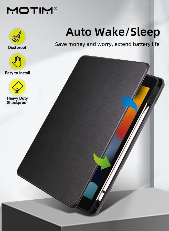 Motim Rotating Case for iPad 9/8/7 (10.2 Inch, 2021/2020/2019 Model), 720 ° Rotating Stand Leather Protective Cover Flexible Back Cover with Pencil Holder, Magnetic Closure Auto Wake/Sleep Function, Clear Hard Cover - Image 4