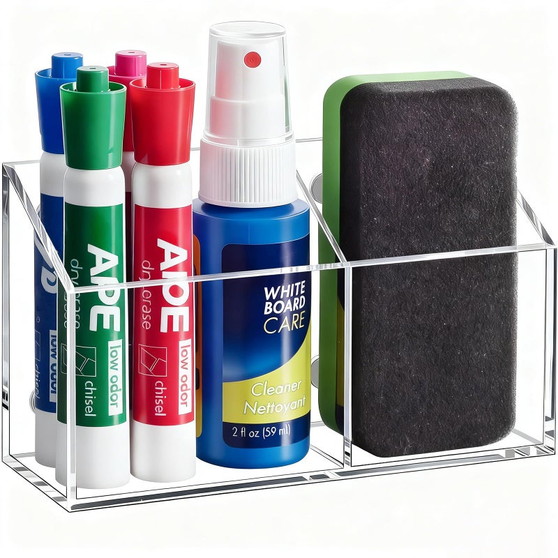Banafich Magnetic Dry Erase Marker Holder for Whiteboard, Acrylic Magnet Pen Holder for Refrigerator Fridge, Marker Holder for Classroom Teacher, Pencil Cup, Office Accessories Decor, Locker Organizer - Image 1