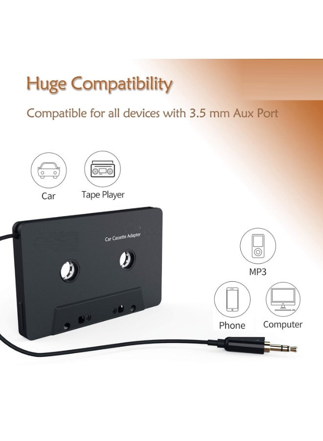 Hedge Cassette Adapter for Car Stereo 3.5mm AUX Audio Converter Universal MP3 to Cassette Tape Adapter for Car Audio Systems Plug and Play Music Adapter - Image 4