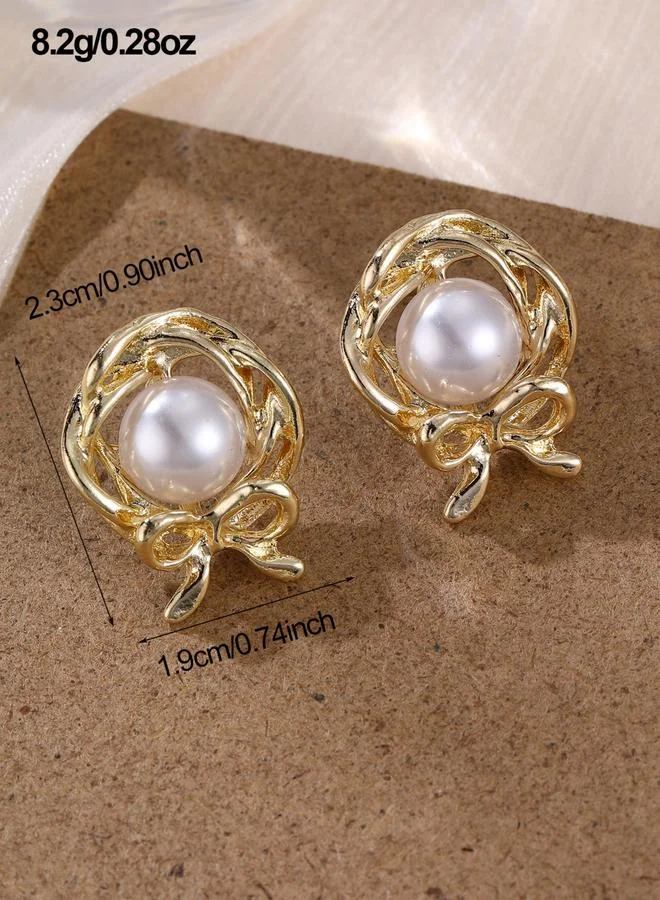 Take Two Golden Irregular Faux Pearl Earring