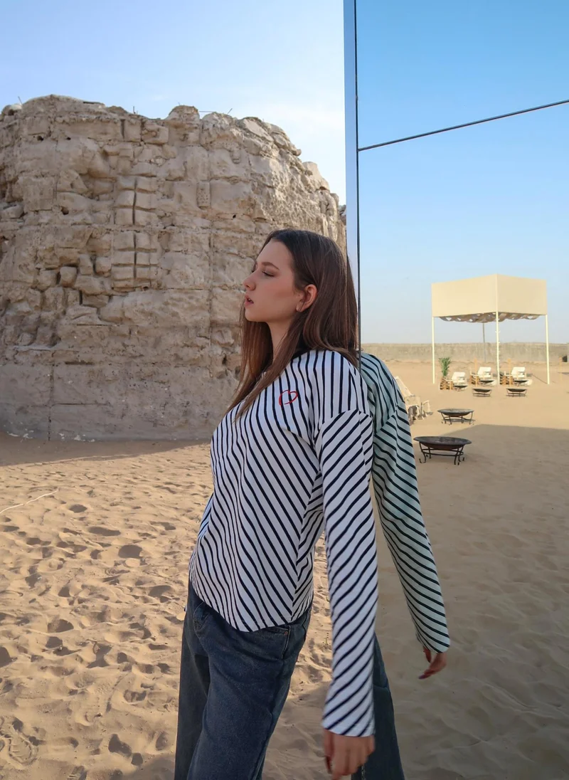 Lichi  Loose striped longsleeve for Women | Best Price UAE
