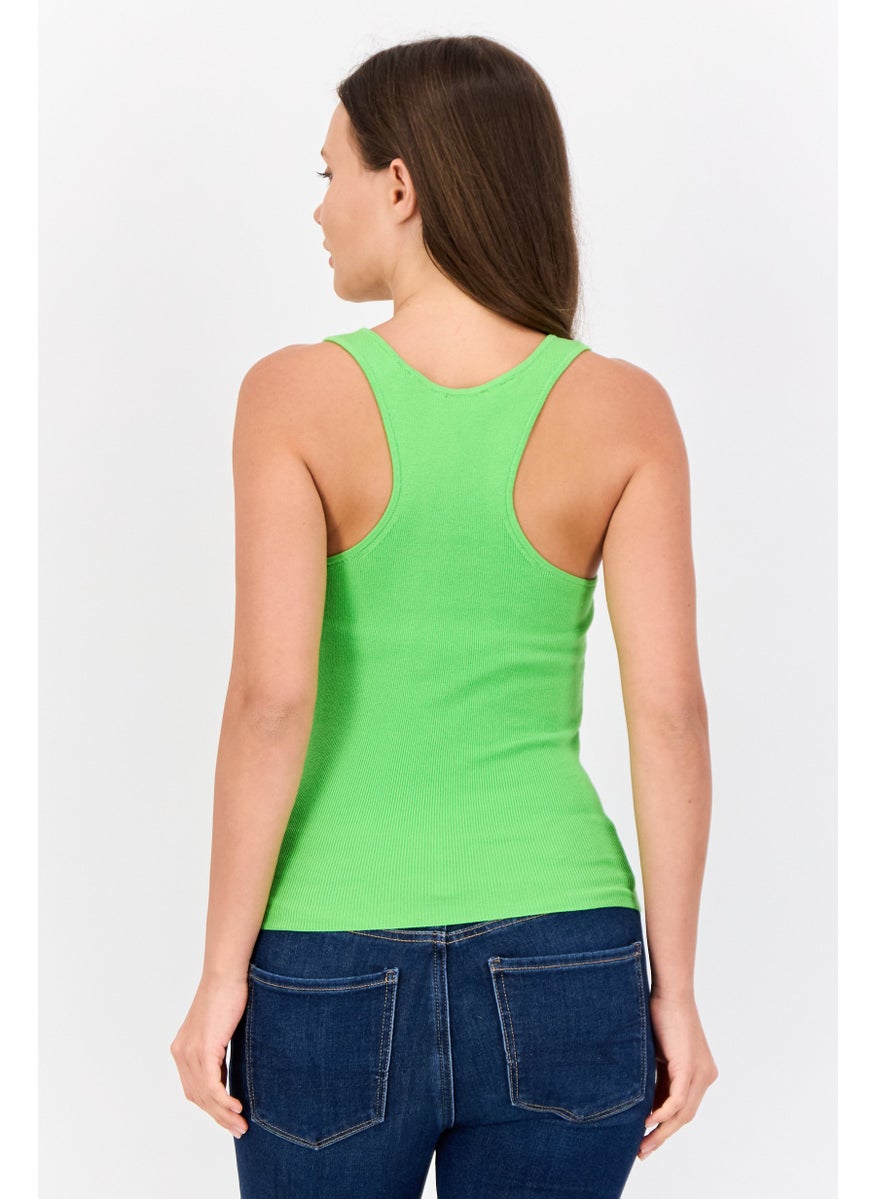 ESPRIT - Women Scoop Neck Sleeveless Ribbed Tank Top, Apple Green - Image 1
