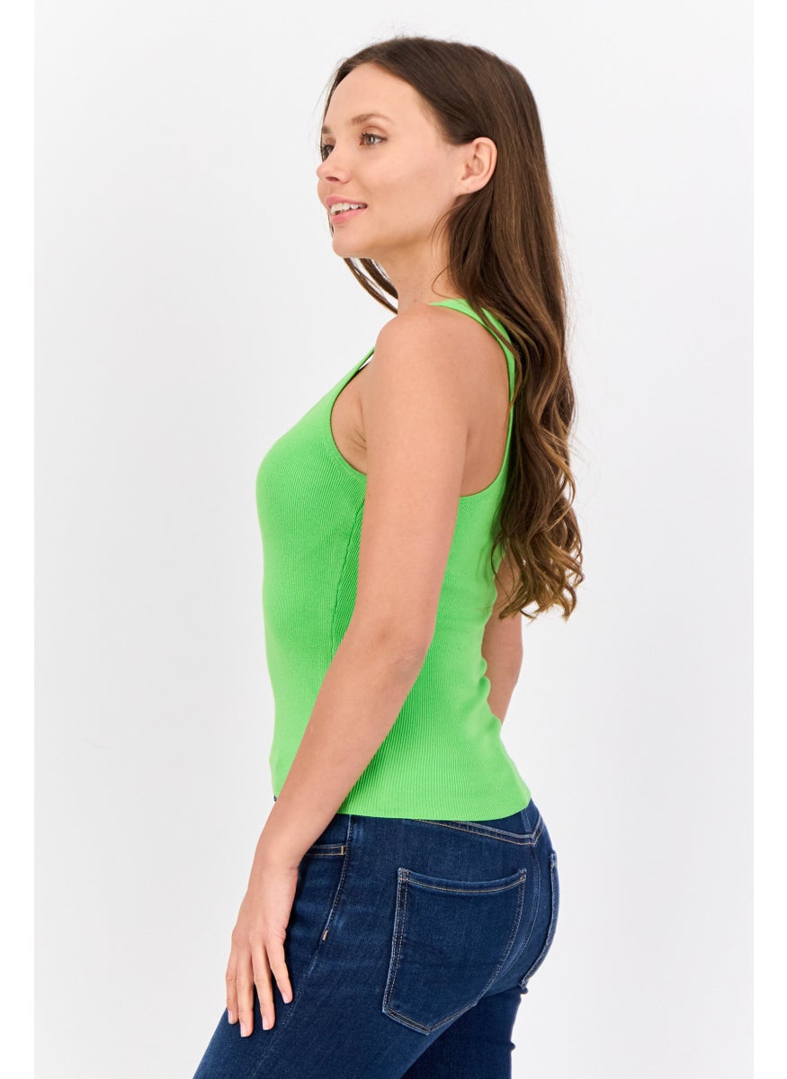 ESPRIT - Women Scoop Neck Sleeveless Ribbed Tank Top, Apple Green - Image 1