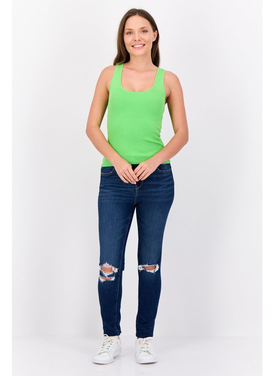 ESPRIT - Women Scoop Neck Sleeveless Ribbed Tank Top, Apple Green - Image 1