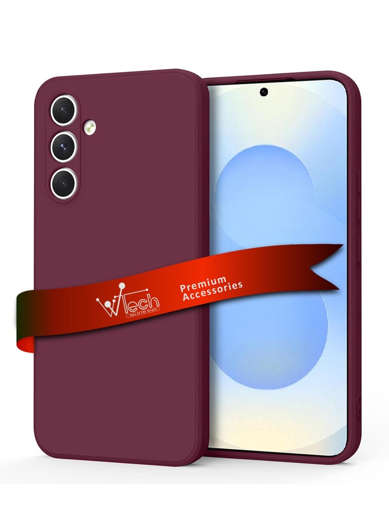 Wtech Samsung Galaxy S25 2025 Premium Soft Liquid Silicone Case Cover - Maroon - Image 1