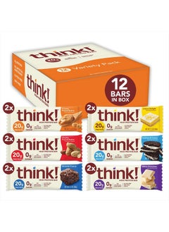 think! Protein Bars, High Protein Snacks, Gluten Free, Low Sugar Energy Bar with Whey Protein Isolate, Variety Pack, Nutrition Bars without Artificial Sweeteners, 2.1 Oz (12 Count)  - Image 1