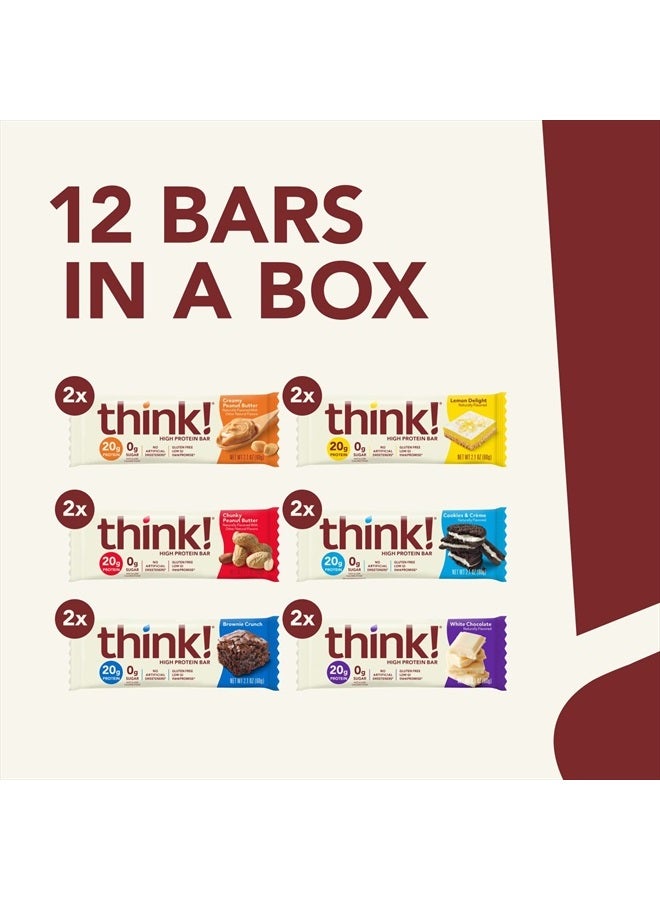 think! Protein Bars, High Protein Snacks, Gluten Free, Low Sugar Energy Bar with Whey Protein Isolate, Variety Pack, Nutrition Bars without Artificial Sweeteners, 2.1 Oz (12 Count) - Image 2