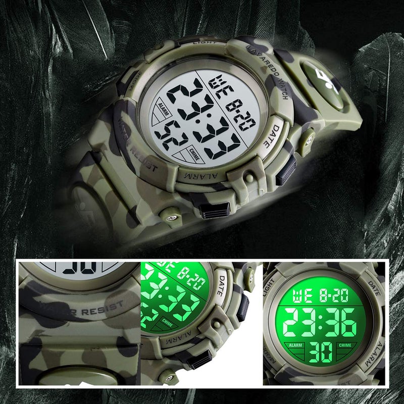 A ALPS Boys Watch, 3-15 Year Old Boys, Digital Sport Outdoor Multifunctional Chronograph LED 50M Waterproof Alarm Calendar Analog Watch with Silicone Band - Image 5