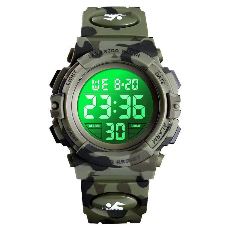 A ALPS Boys Watch, 3-15 Year Old Boys, Digital Sport Outdoor Multifunctional Chronograph LED 50M Waterproof Alarm Calendar Analog Watch with Silicone Band - Image 1