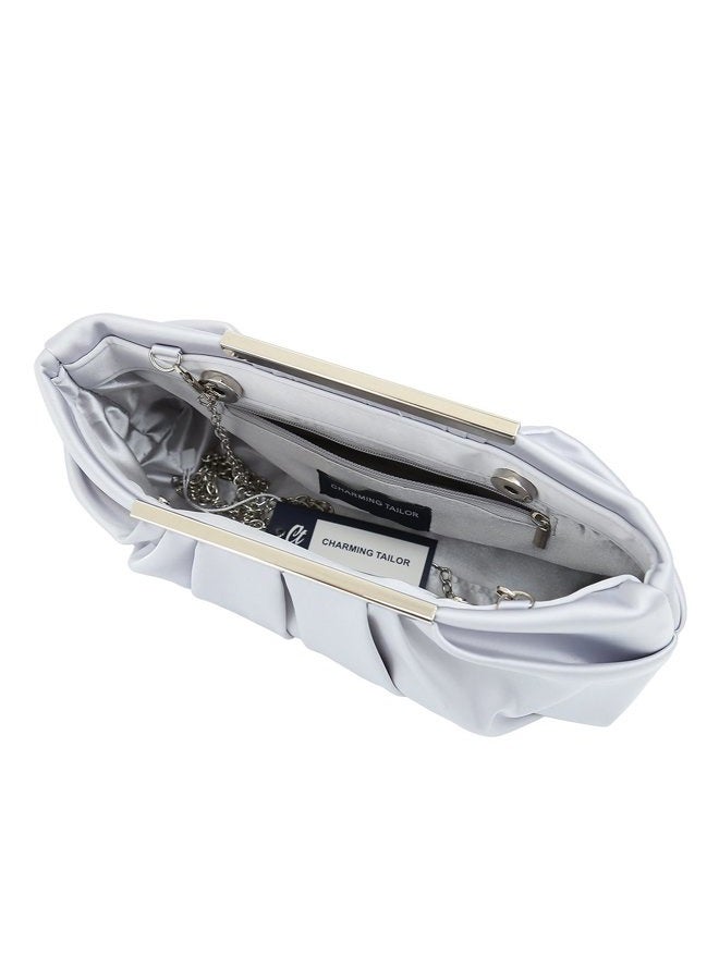 Charming Tailor Clutch Evening Bag Elegant Pleated Satin Formal Handbag Simple Classy Purse for Women - Image 4