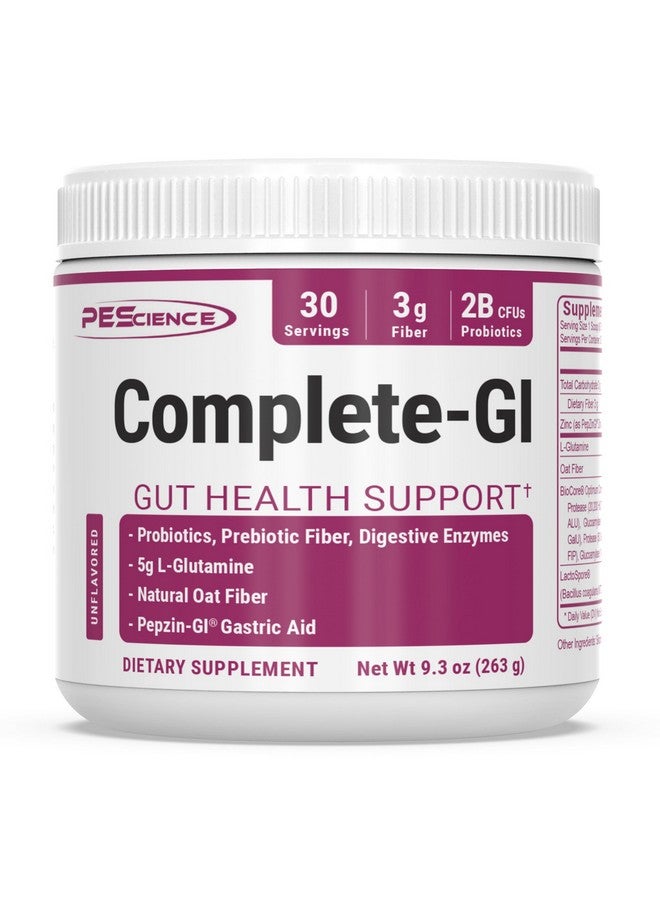 PEScience Complete-GI Gut Health Powder, Unflavored, Probiotics for Women and Men, Digestive Enzymes, Prebiotic Fiber, L Glutamine, Zinc Carnosine, 30 Servings - Image 1