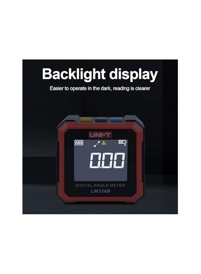 UNI-T LM320A Electronic Angle Meter Digital Protractor Magnetic Inclinometer Angle Tester Bevel Box Backlight – 2 magnet side – without laser - Image 4