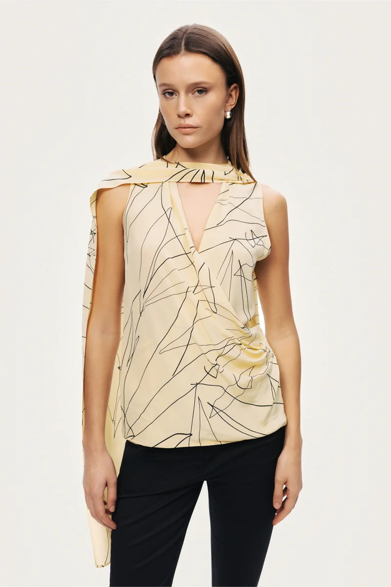 نوكتورن Shawl Detail V-Neck Wrap Blouse