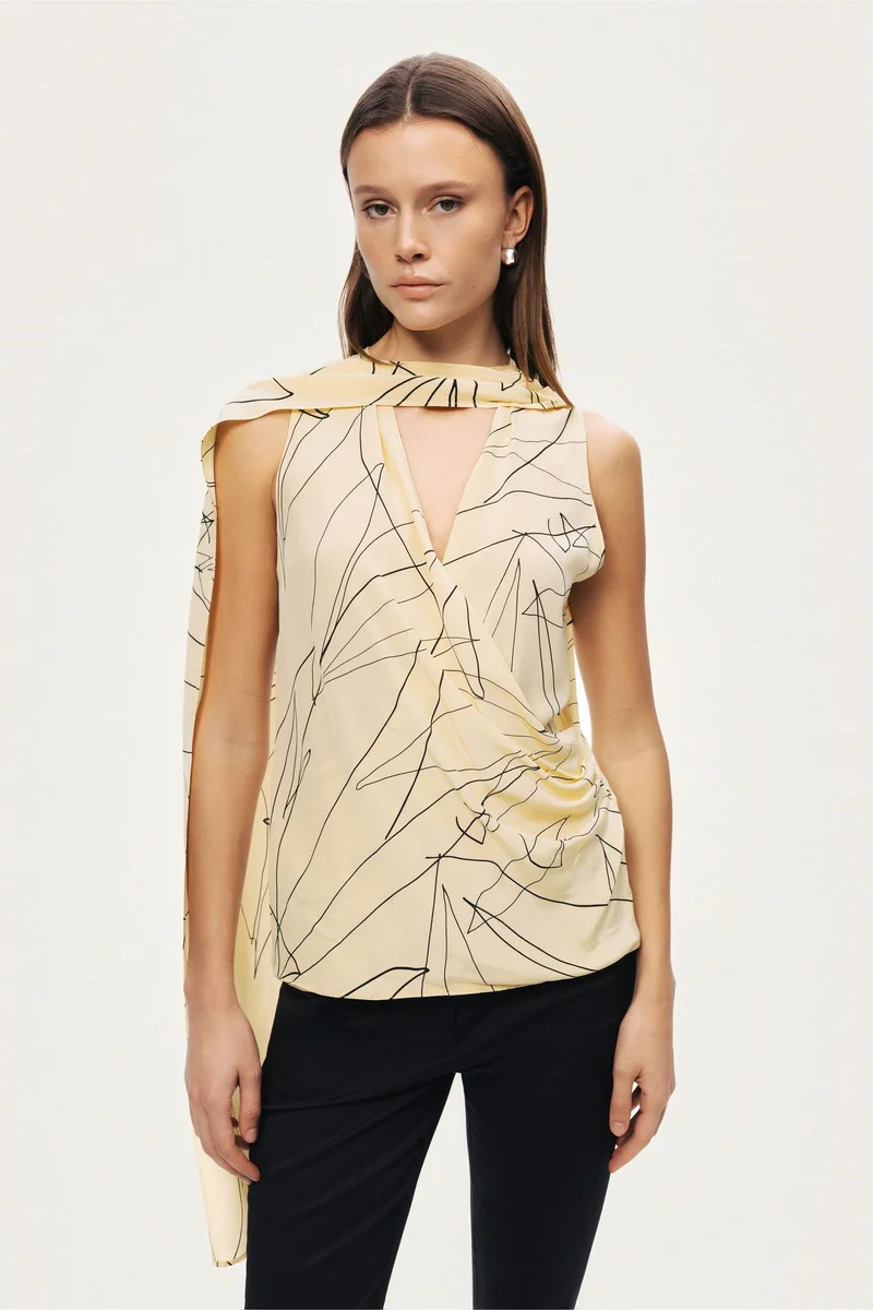 Nocturne Shawl Detail V-Neck Wrap Blouse