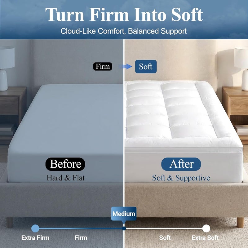 SunNewt Queen Mattress Topper,Thick Plush Pillow Top Mattress Pad Cover,Soft Fitted Bed Topper with 18 Inch Deep Pocket,Overfilled Down Alternative Fillings - Image 5