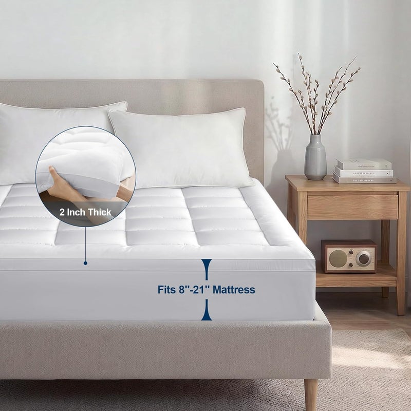 SunNewt Queen Mattress Topper,Thick Plush Pillow Top Mattress Pad Cover,Soft Fitted Bed Topper with 18 Inch Deep Pocket,Overfilled Down Alternative Fillings - Image 4