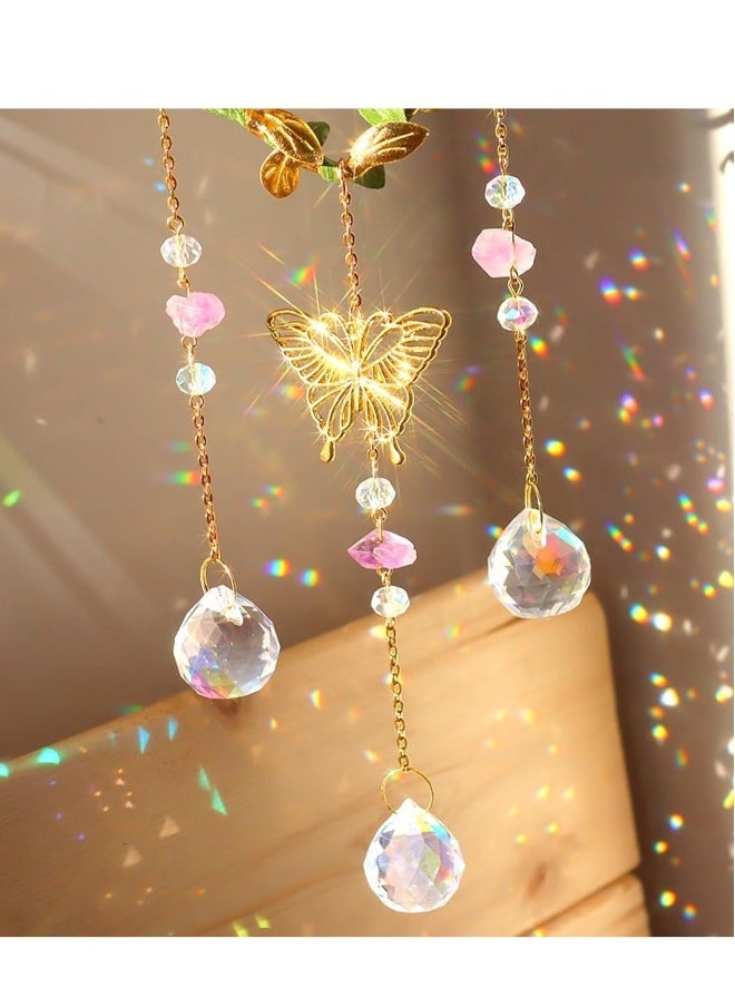 Generic Window Hanging, Suncatcher, Heart Suncatchers Window Hanging, with Butterfly, Crystals Light Catcher, for Window Suncatchers Chandelier Parts Rainbow Maker Pendants  - Image 4