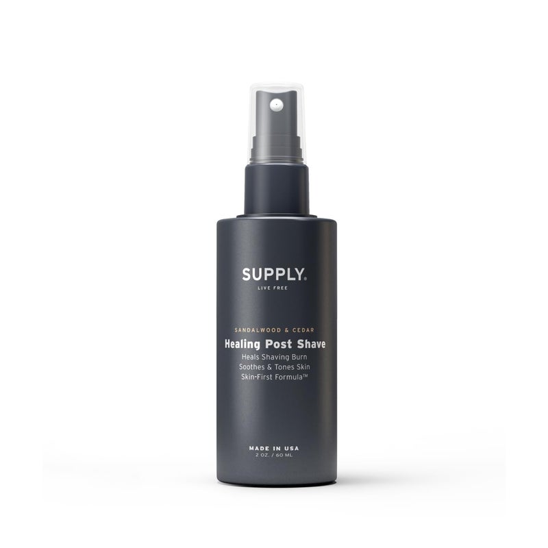 SUPPLY Healing Post Shave Sandalwood  Cedar After Shave Alcohol Free Soothing Formula for Men Nourishes Soothes and Boost Cell Repair for Sensitive and AcneProne Skin 2 oz Bottle