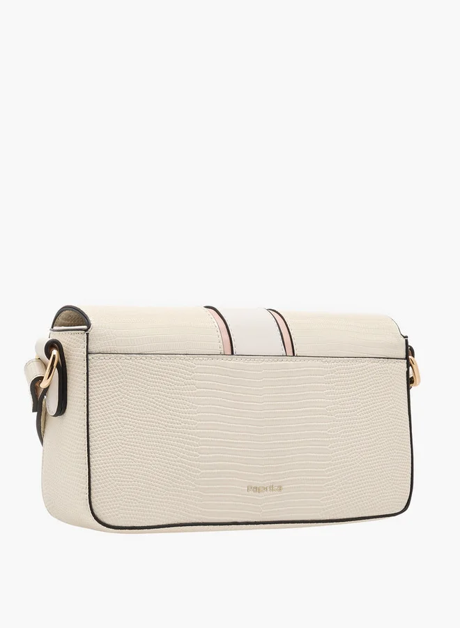 Paprika Women's Textured Crossbody Bag with Adjustable Strap and Flap Closure