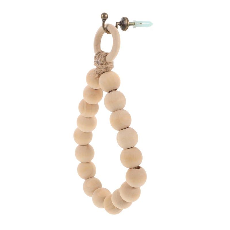 Wooden Bead Wall Mount Towel Holder Rustic Bathroom Decor Hand Towel Rack - Image 1