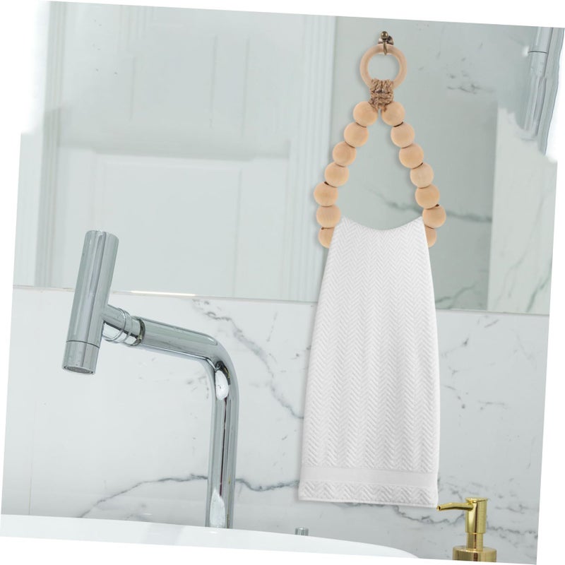 Wooden Bead Wall Mount Towel Holder Rustic Bathroom Decor Hand Towel Rack - Image 4
