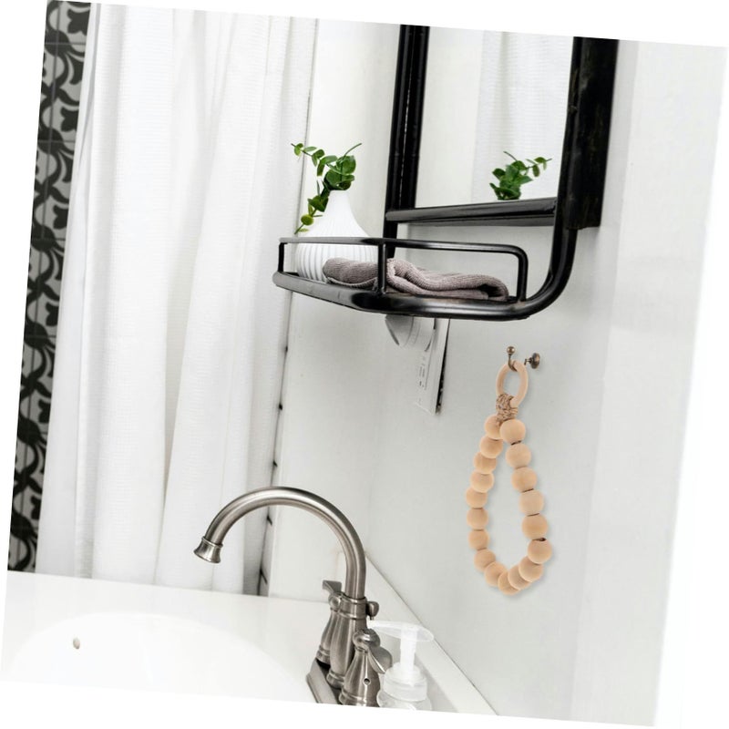 Wooden Bead Wall Mount Towel Holder Rustic Bathroom Decor Hand Towel Rack - Image 3