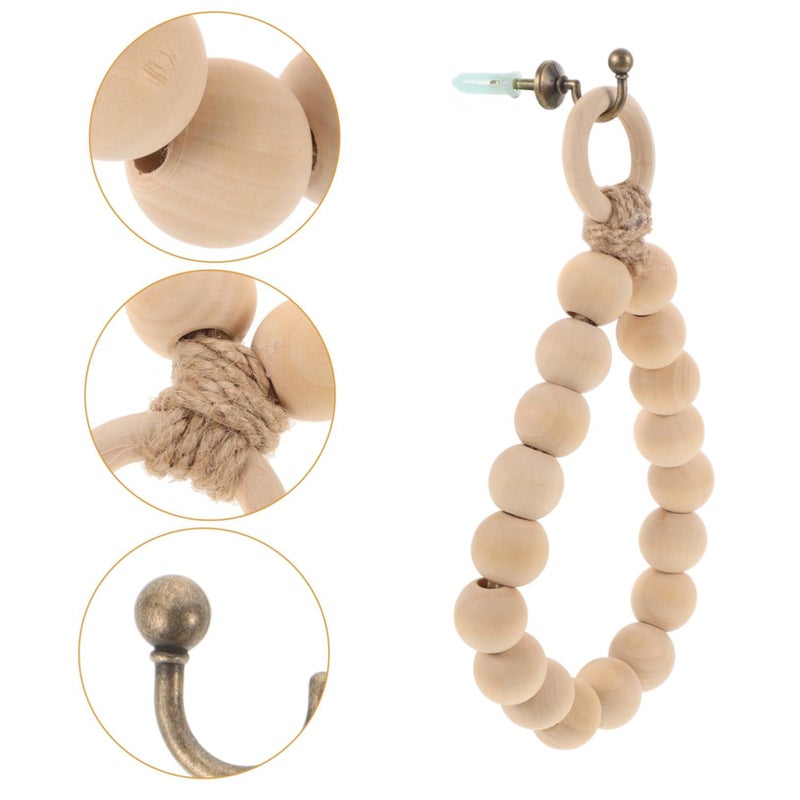 Wooden Bead Wall Mount Towel Holder Rustic Bathroom Decor Hand Towel Rack - Image 5